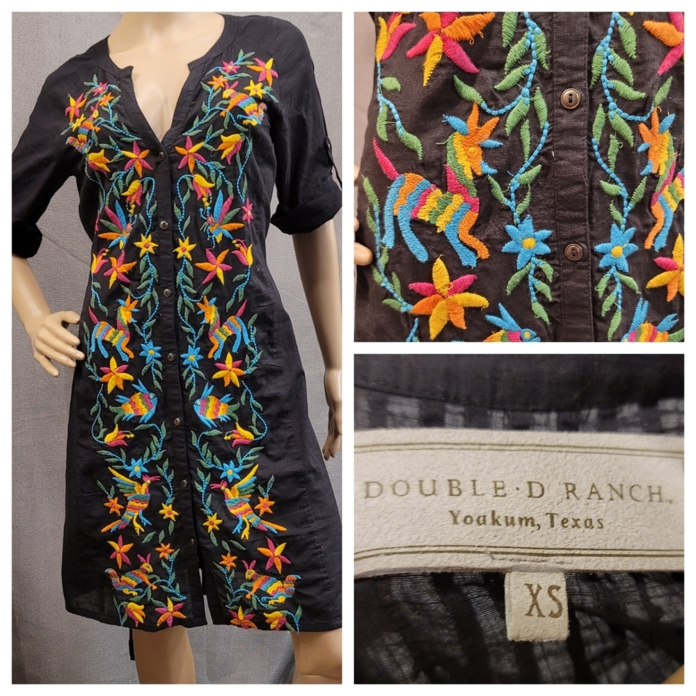 Double D Ranch Dress XS Black Button Up Front